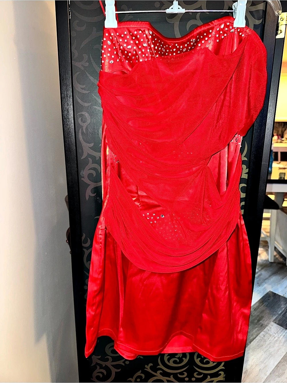 Fashion Nova Mariella Rhinestone Scarf Mini Dress in Red Size 1X NWT